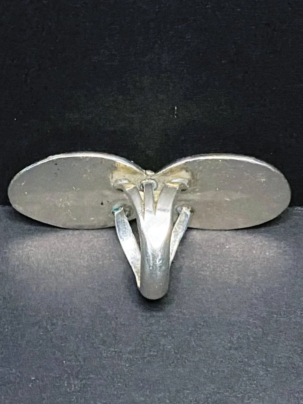 VINTAGE 1960's NATIVE AMERICAN TWO STONE TURQUOISE STERLING SILVER RING